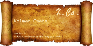 Kolman Csaba névjegykártya
